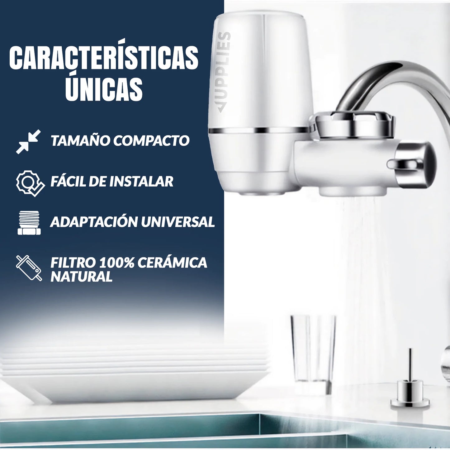 Purificador de Agua para Grifo – Filtro de Alta Eficiencia con Cartucho Reemplazable