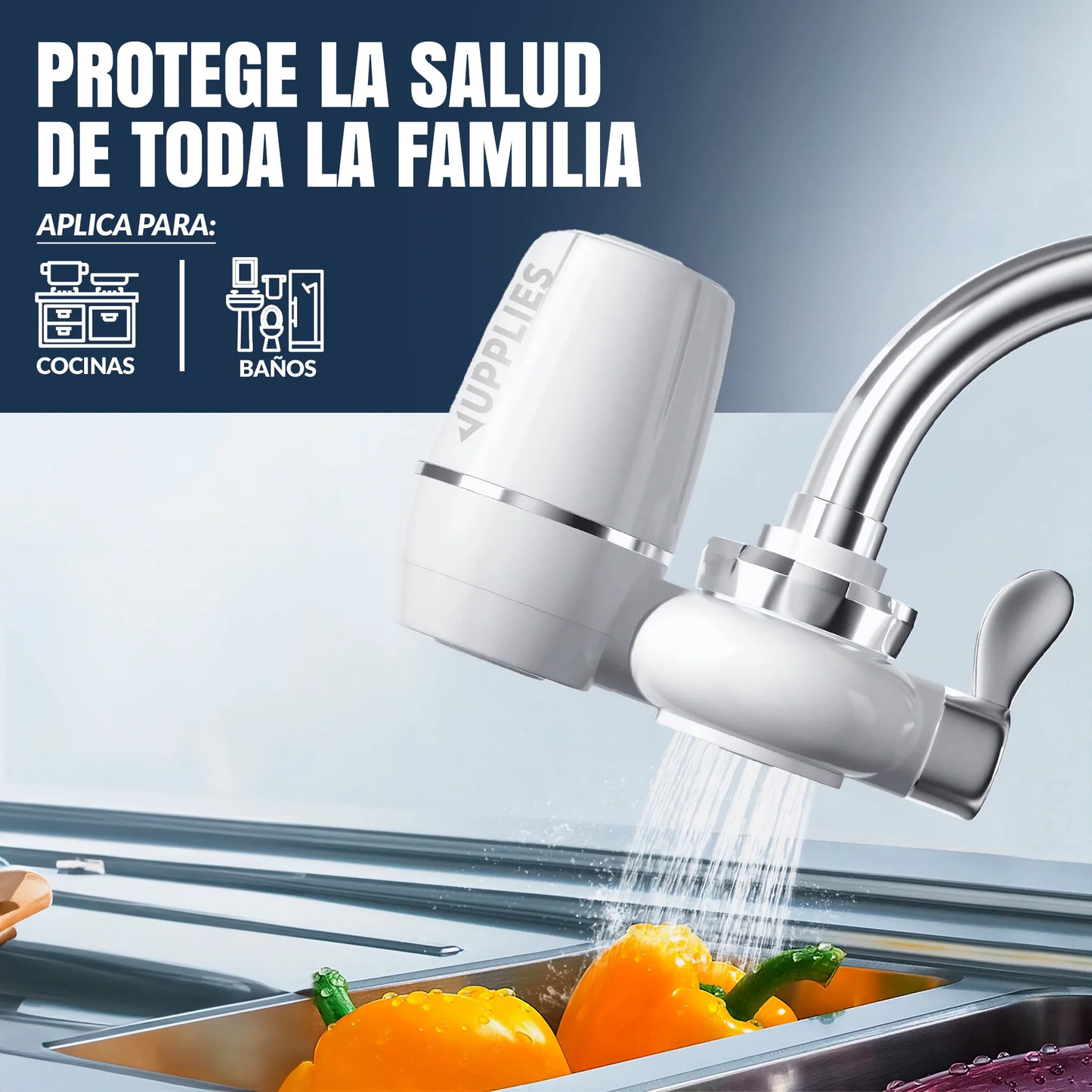 Purificador de Agua para Grifo – Filtro de Alta Eficiencia con Cartucho Reemplazable