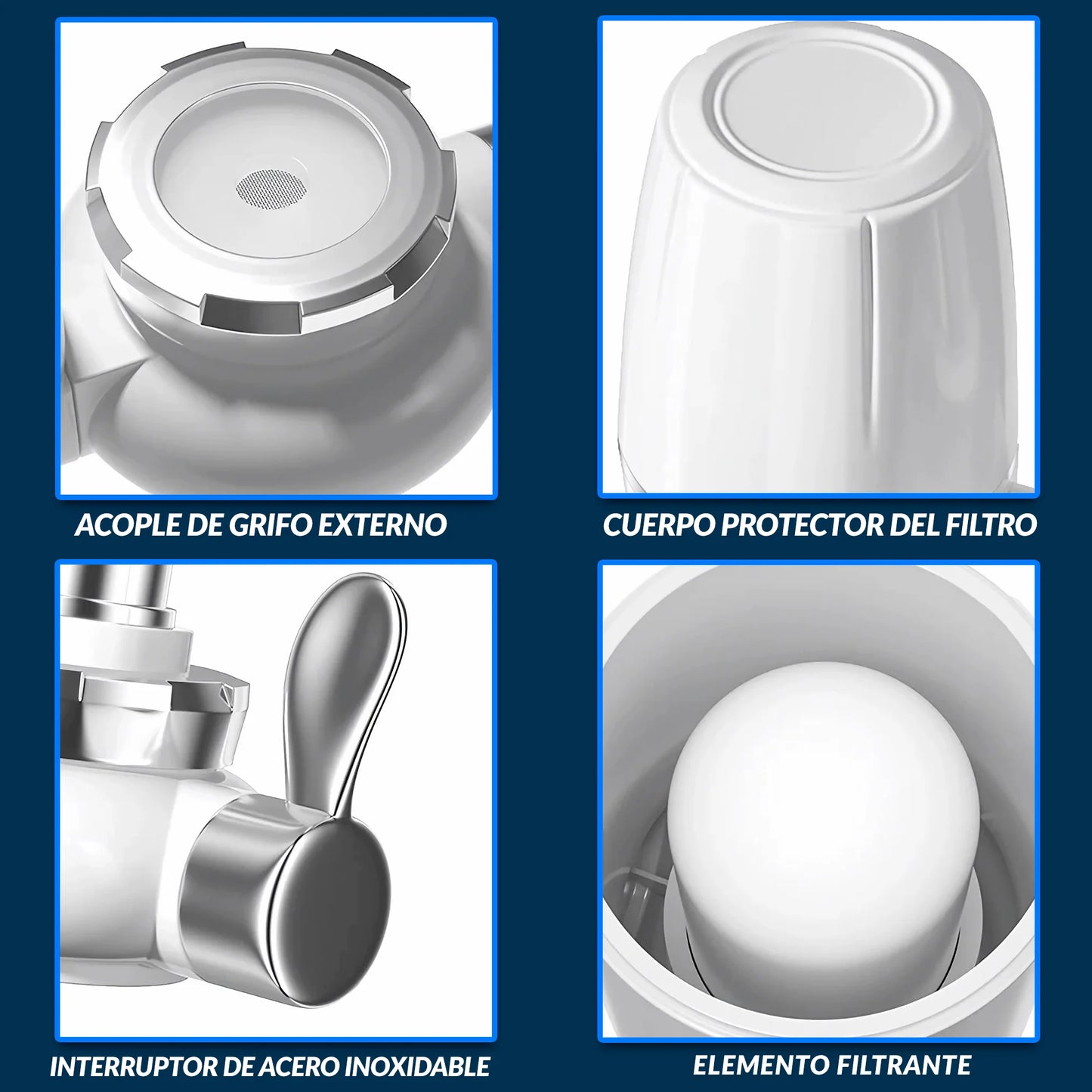 Purificador de Agua para Grifo – Filtro de Alta Eficiencia con Cartucho Reemplazable