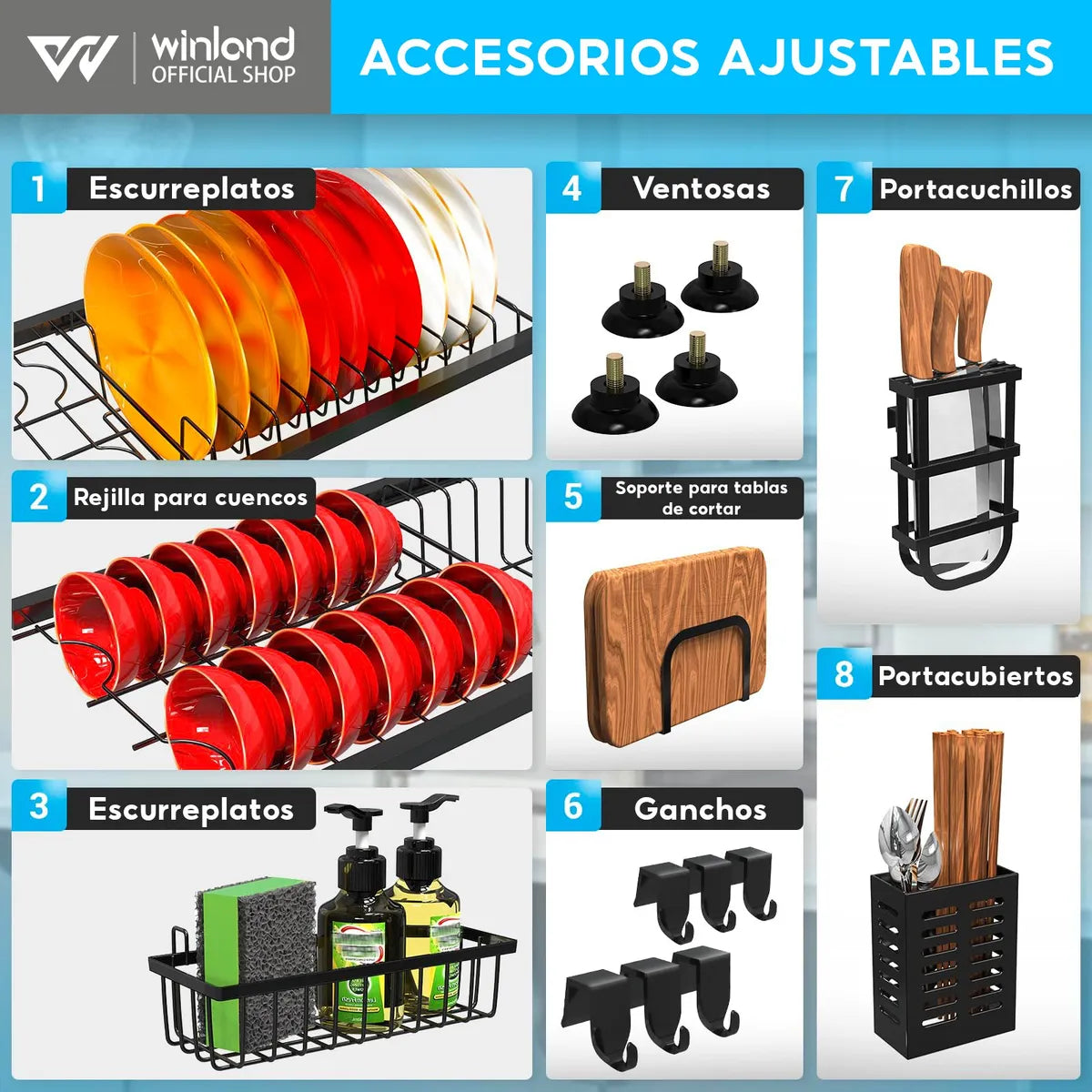 Escurridor de Platos Multifuncional con Ventanas Protectores – 85 CM ✨