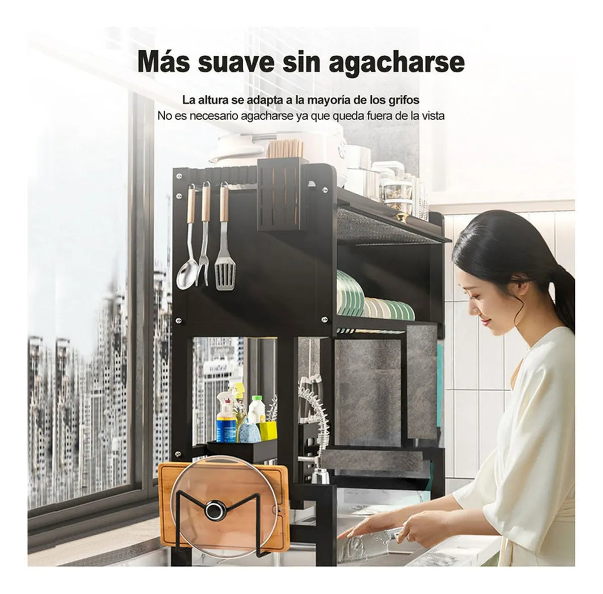 Escurridor de Platos Multifuncional con Ventanas Protectores – 85 CM ✨