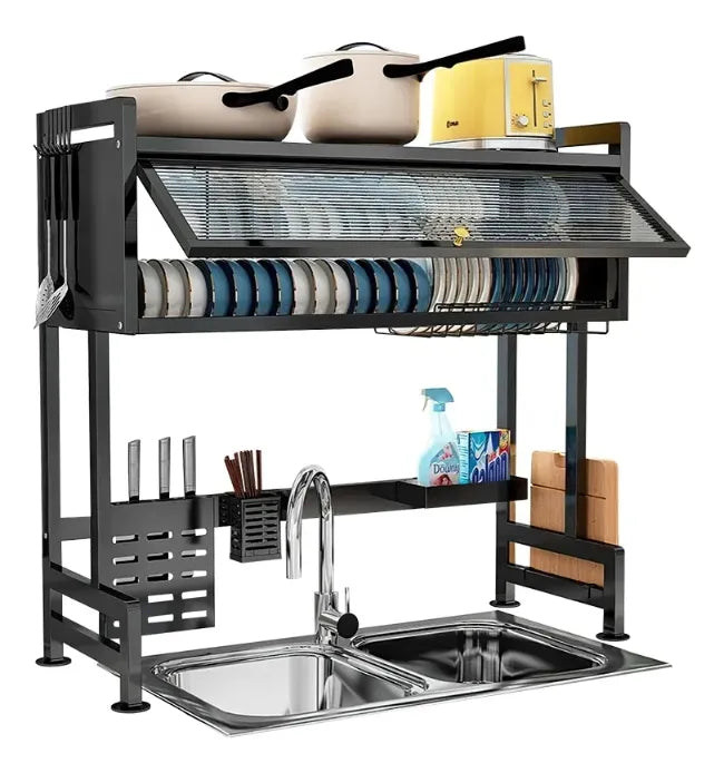 Escurridor de Platos Multifuncional con Ventanas Protectores – 85 CM ✨