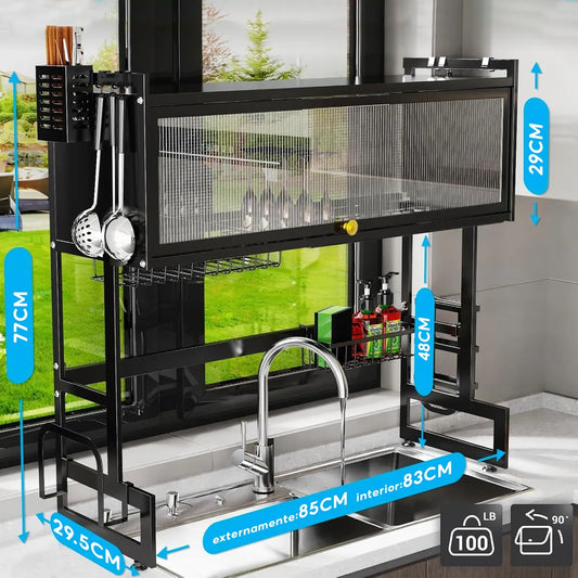 Escurridor de Platos Multifuncional con Ventanas Protectores – 85 CM ✨
